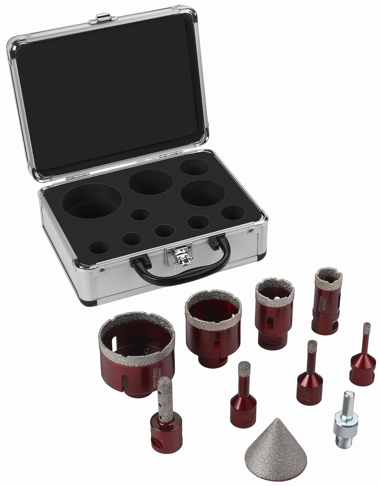 Kit de scies cloches diamantées + fraise conique | Kraft&Dele