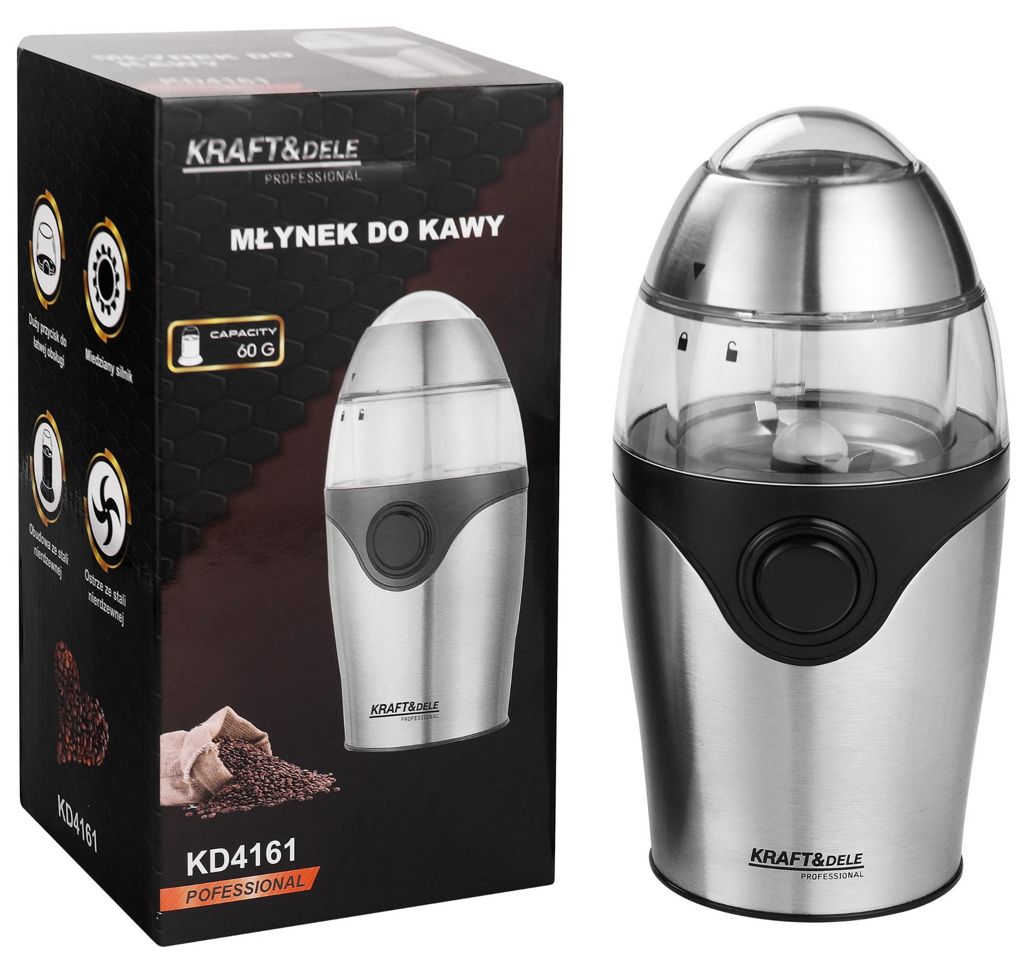 Macinacaffè 60g 300W Design Elegante | Kraft&Dele
