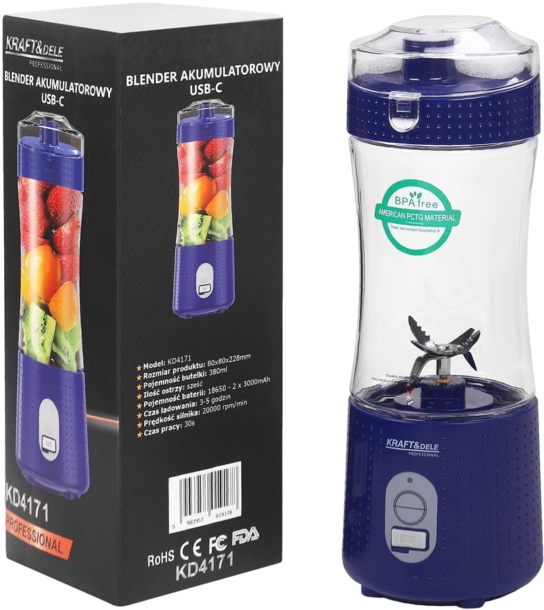 Licuadora recargable USB-C 380ml | Kraft&Dele
