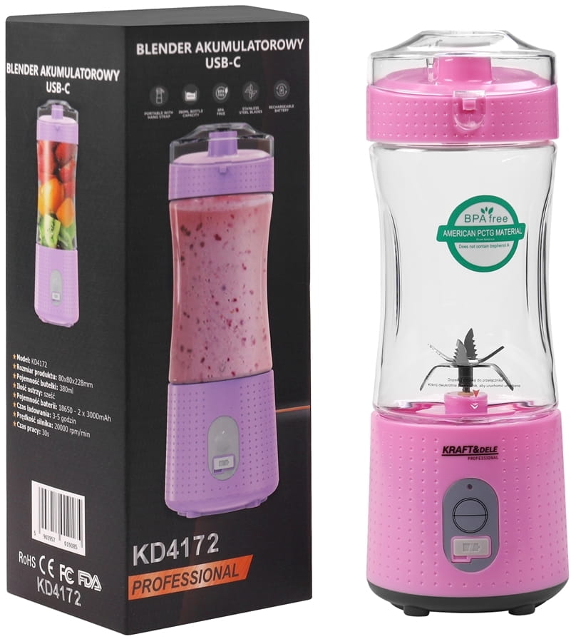 Blender rechargeable USB-C 380 ml | Kraft&Dele